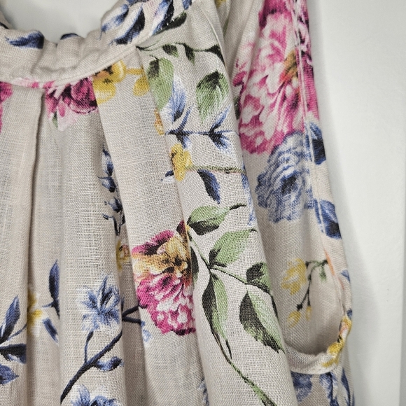 Made in Italy 100% Linen Floral Halter Top Tie Back Boho Cottagecore S Loose Fit - Picture 5 of 11